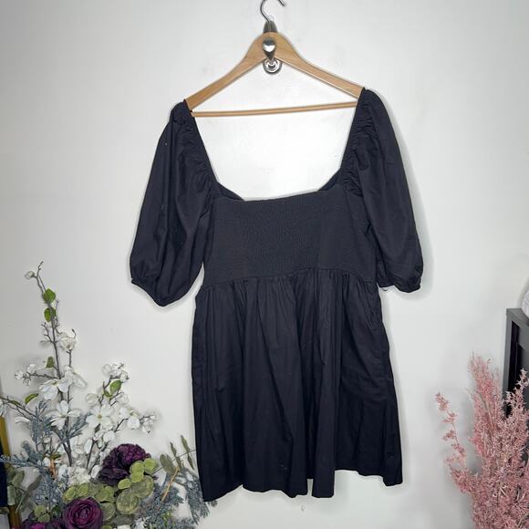 ANTHROPOLOGIE x MAEVE Puff-Sleeved Sweetheart MIni Dress Black {3C39} - Picture 4 of 6